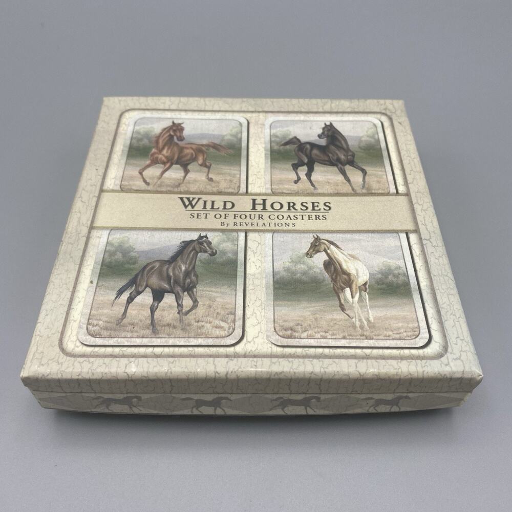 Wild Horses Coasters by Revelations 4‎ Laminated Wood Natural Cork Base